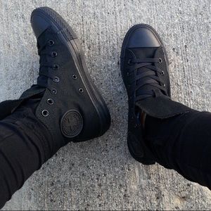 ALL BLACK CONVERSE HIGH TOPS